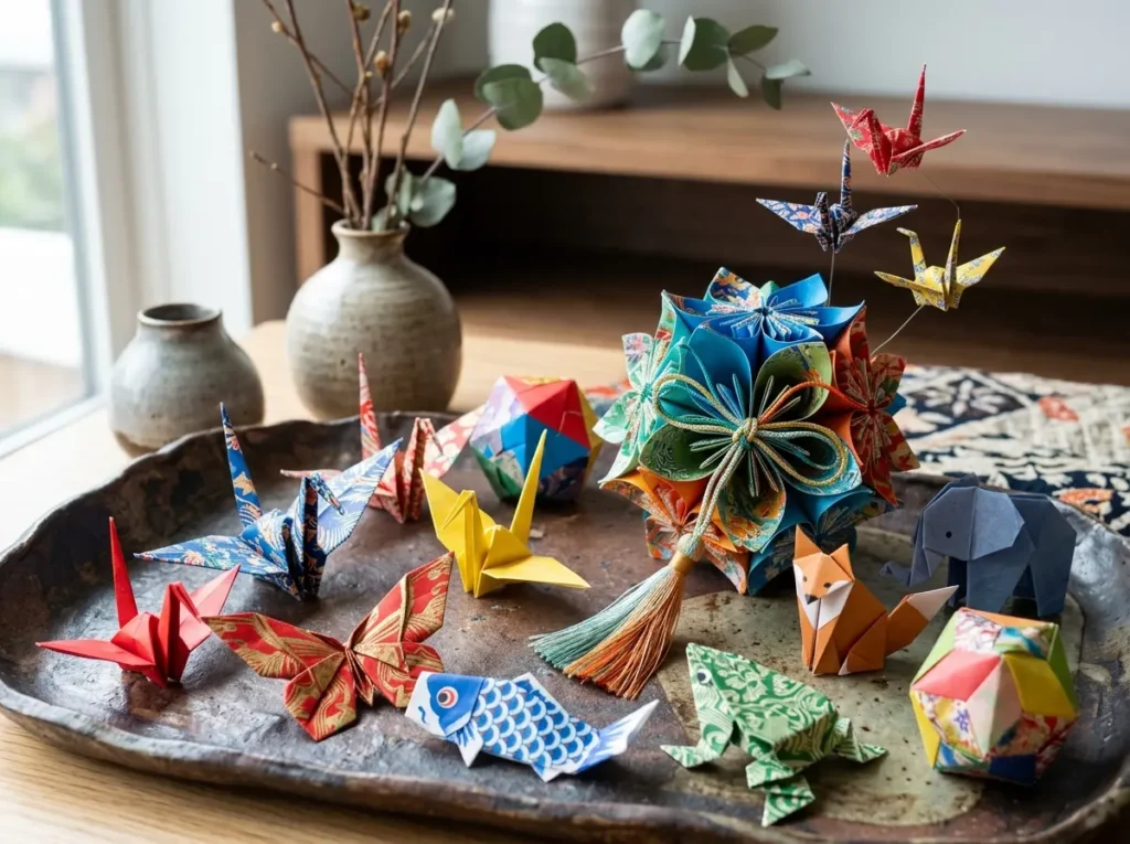 Japanese multicolored origami composition