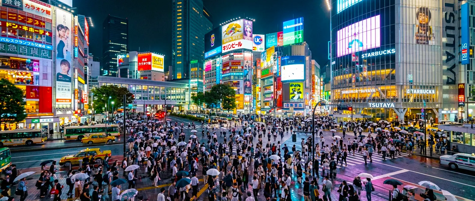 Shibuya Crossing in Tokyo at night