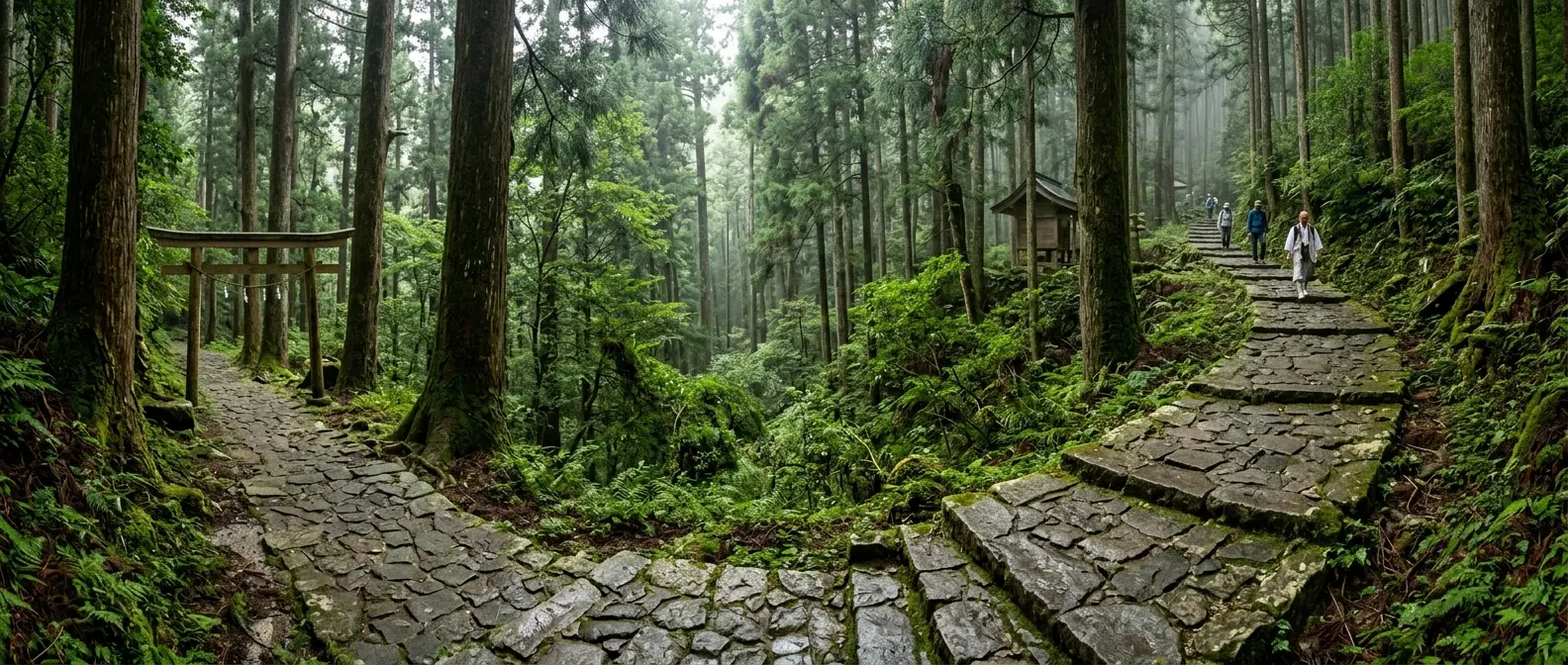Japanese mountain pilgrimage landscape