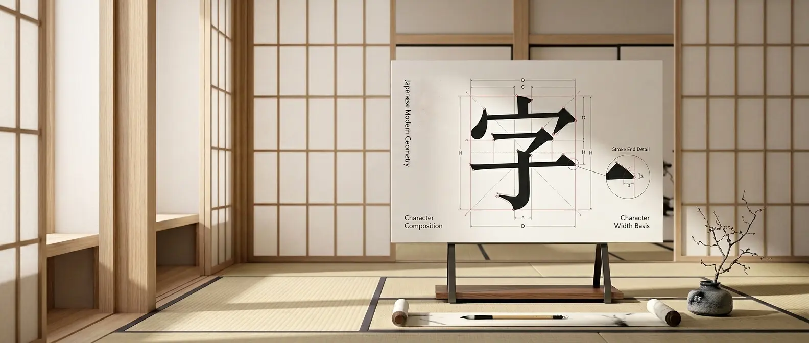 Japanese kanji typography grid analysis
